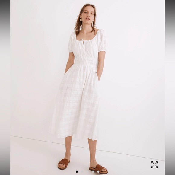 Madewell Dresses & Skirts - Madewell Sophia Midi Dress in Seersucker Check White